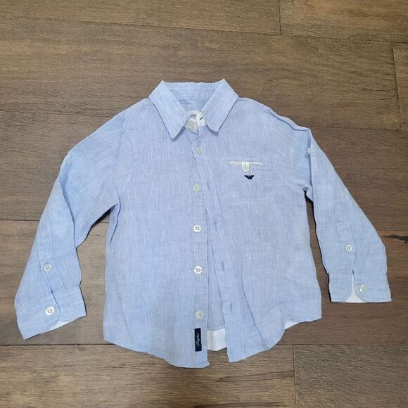 New Armani Junior Linen boys shirt size 2T - Picture 1 of 12